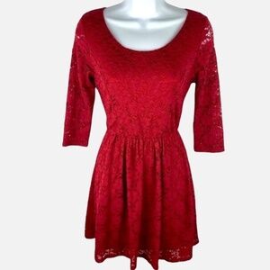 Necessary Clothing Red Lace Mini Dress